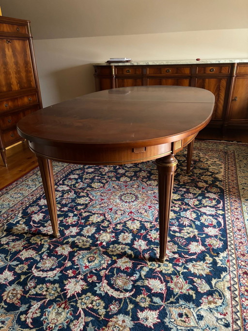 Louis XVI style oval table with 6 chairs