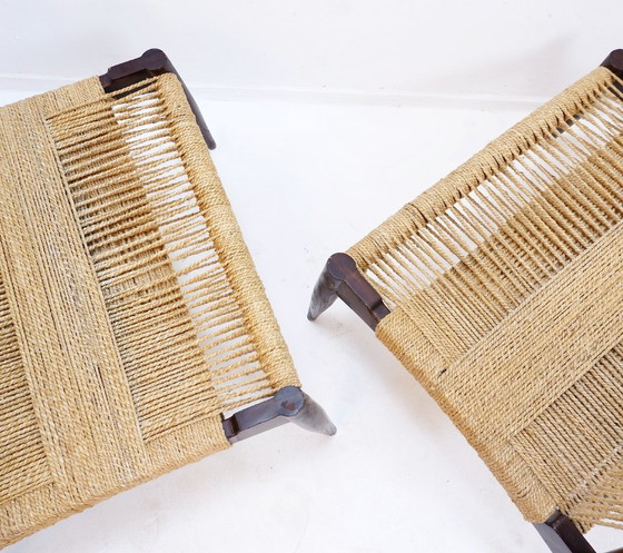 Image 1 of Paire de fauteuils en corde de jute et bois massif