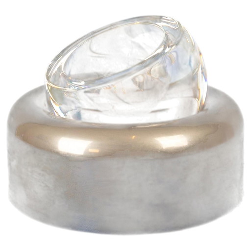 Joe Colombo Biglia Crystal and Metal Ashtray for Arnolfo di Cambio Italy 1970