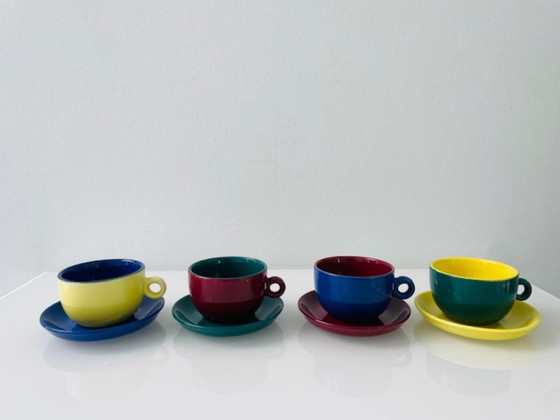 Image 1 of Set aus 4 postmodernen Espressotassen und Untertassen, Italien