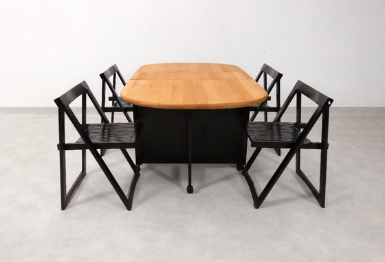 Image 1 of  4 Trieste folding chairs with storrage table - Aldo Jacober for A. Bazzani 