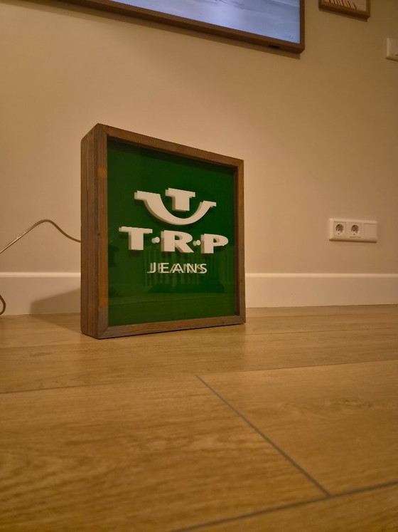 Original T.R.P. Jeans Light Sign / Shop Display – Alrec, Wall decoration, Plastic, Wood (photo 3 of 5)