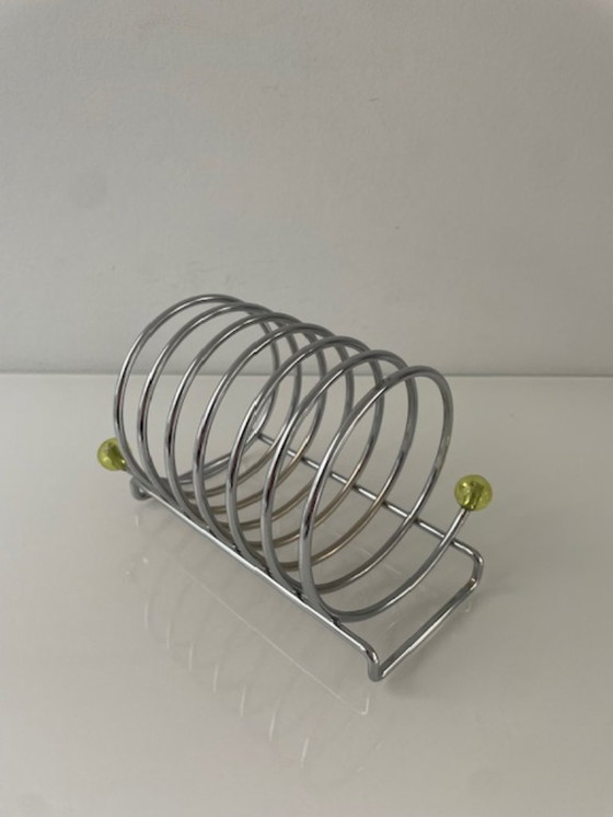 Image 1 of Porta toast cromato postmoderno vintage con dettagli al neon