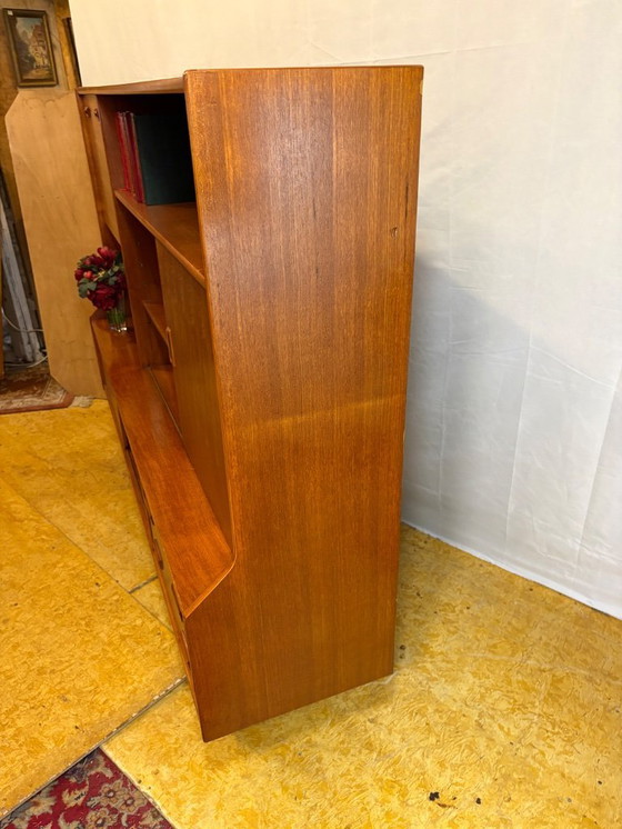 Image 1 of Danish-Style Mid Century Modern Teak Highboard by Elliotts of Newbury (Circa 1960)  A striking mid century modern teak highboard