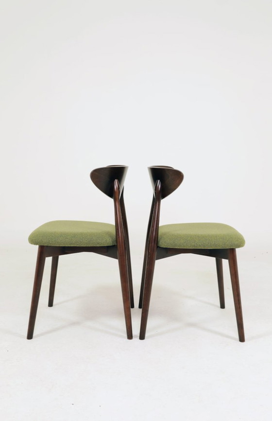 Image 1 of Sillas de comedor escandinavas de bouclé verde, juego de 6
