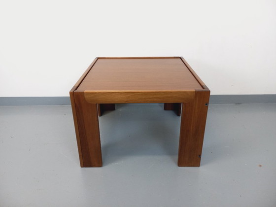 Image 1 of Vintage Italian square coffee table by Afra and Tobia Scarpa for Cassina in teak and walnut from the 60s 70s