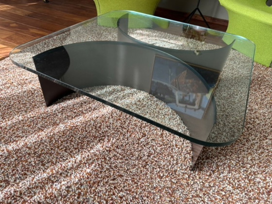 Image 1 of Auténtica mesa de centro cuadrada de los años 70 con tapa de cristal.