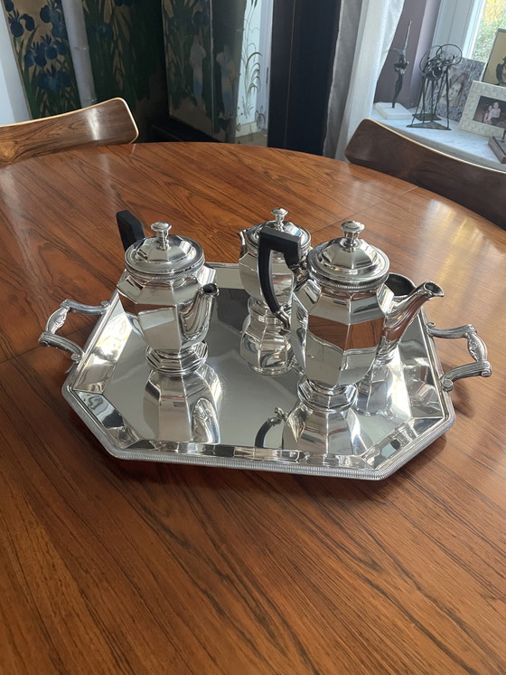 Image 1 of Service à café Art déco en métal argenté Christofle 