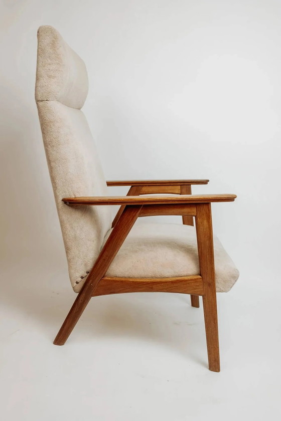 Vintage teak armchair, 1960s - Beige upholstery (photo 10 of 14)