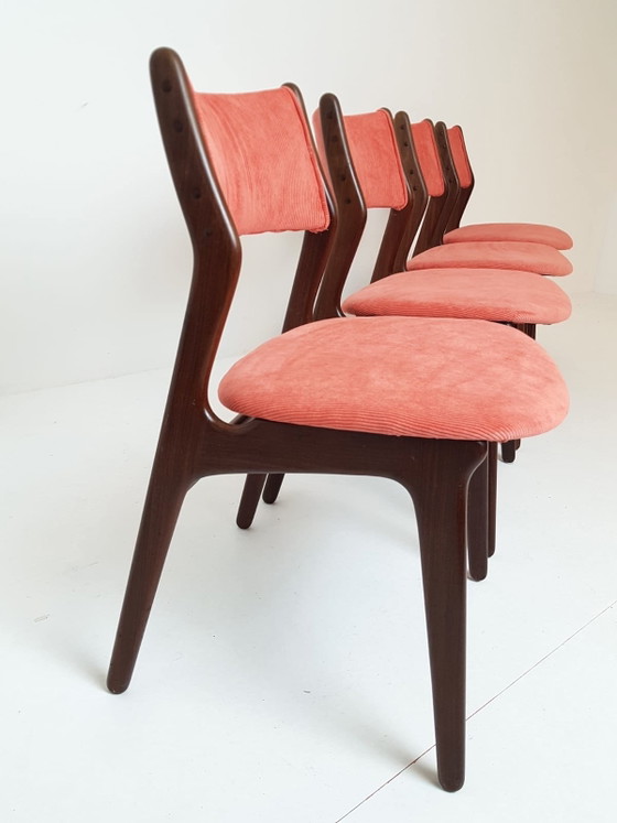4 Danish Teak Wood Dining chairs Newly Upholstered – Polyester (photo 6 of 15)
