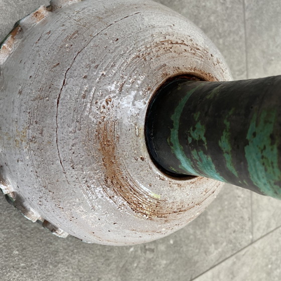 Image 1 of Paire unique de vases de sol en céramique faits à la main - style lave grasse - vers 1960/70