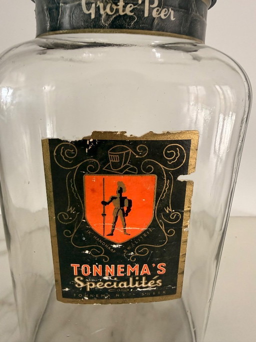 pot de bonbons en verre Tonnema Grote Peer vintage avec couvercle original