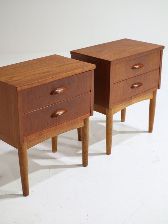 Image 1 of Set di comodini con cassetti in teak, stile vintage danese anni '60.