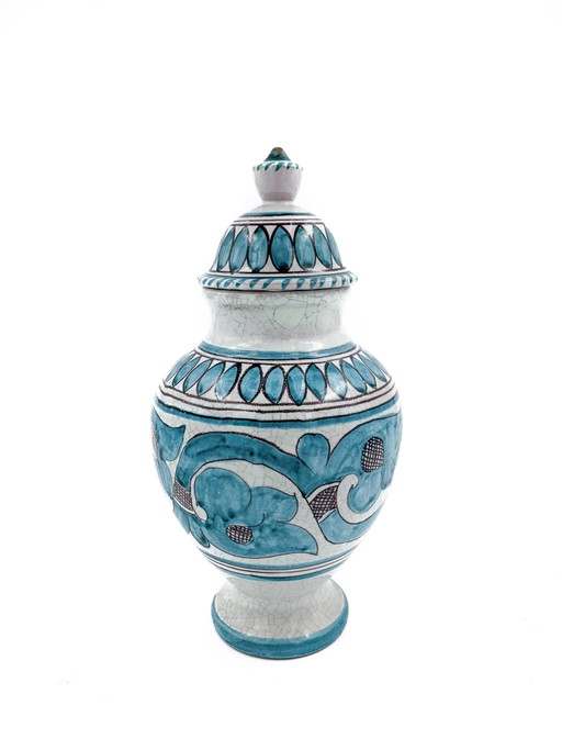 Azurblaue 1950er Orvieto Keramik Potiche