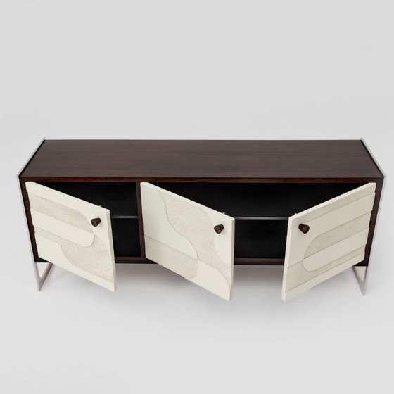 Image 1 of Vintage sideboard with relief surface, metal, Germany, 1960s