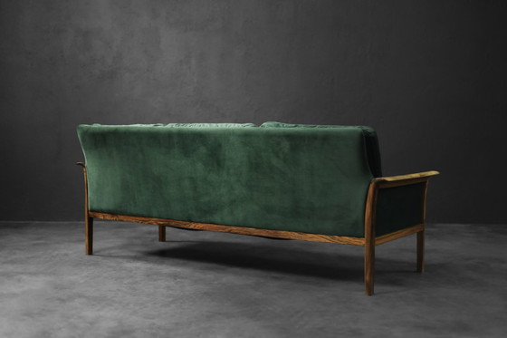 Image 1 of Canapé et Chaise Vintage en Palissandre et Velours Vert Bouteille par Knut Sæter pour Vatne Møbler, Norvège, 1960s, Set de 2