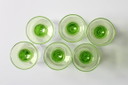 Set of 6 Vintage Limoncino Liqueur Glasses / Green Stem Shot Glasses Bormioli / Italy / 1970s