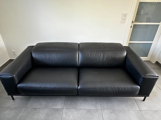 Image 1 of OLTA Spectra Sofa Set – Black Leather – Impeccable Condition