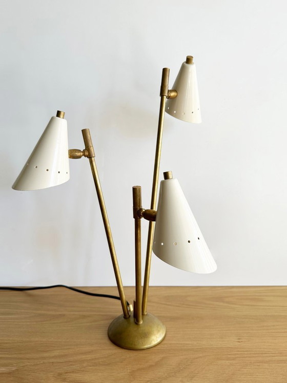 Image 1 of Lampada italiana in ottone a tre teste, design anni '50