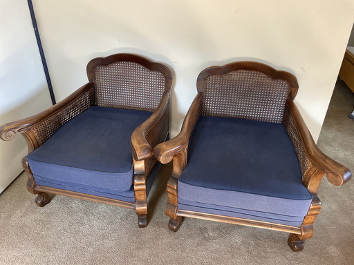 Two 1920s chairs. Mahogany with webbing