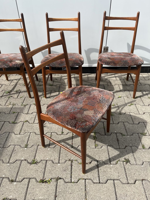 4x vintage deense eetkamerstoelen teak jaren 70