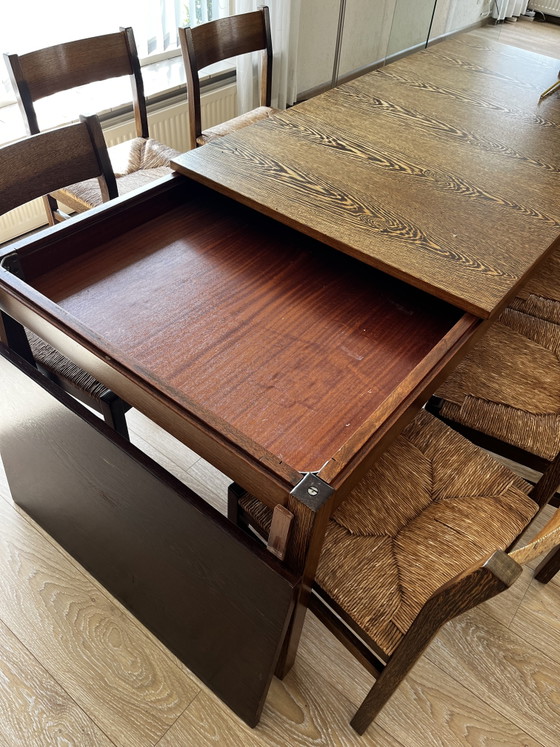Image 1 of Vintage dining table including 6 chairs