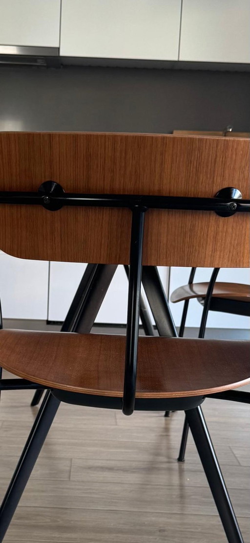 Confezione da 2 sedie da pranzo dal design industriale - Legno e acciaio nero