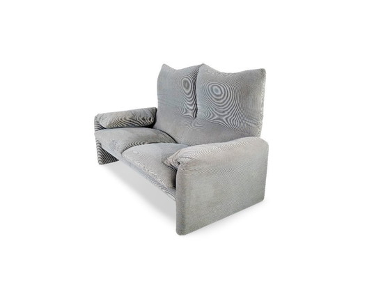 Image 1 of Cassina Maralunga 2-zitsbank Vico Magistretti corduroy stof bruingrijs