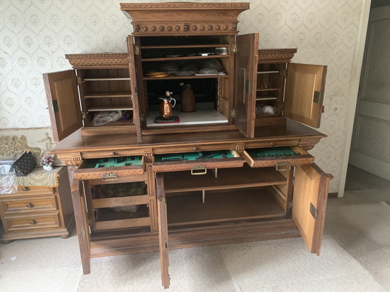 Image 1 of Credenza antica in rovere, vintage, stile country, rara, originale