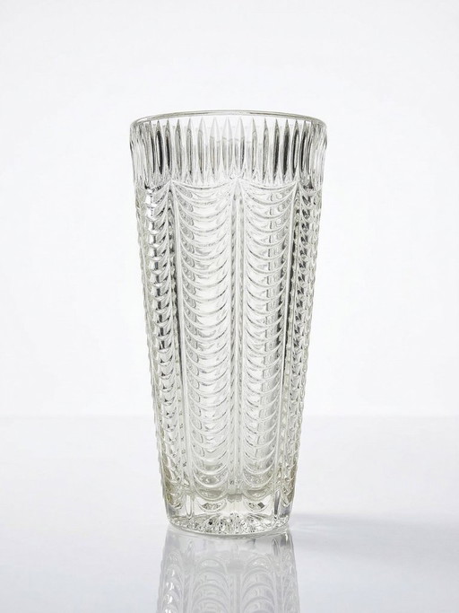 Large Italian molded glass vase, draped decoration, vintage 1960s