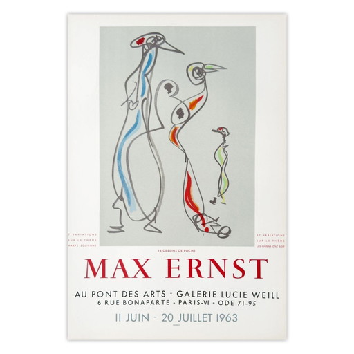 Max ERNST Expo 63 - Galerie Lucie Weill (dessins de poche) Affiche 1963
