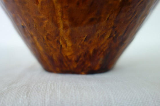 Vintage copper and cloisonné enamel Art Deco Vase, Gold (photo 11 of 13)
