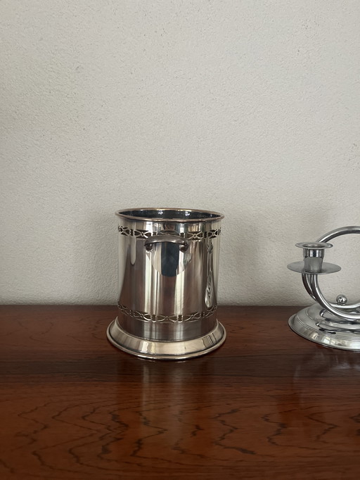 Art  Deco verzilverde wijnfleshouder 