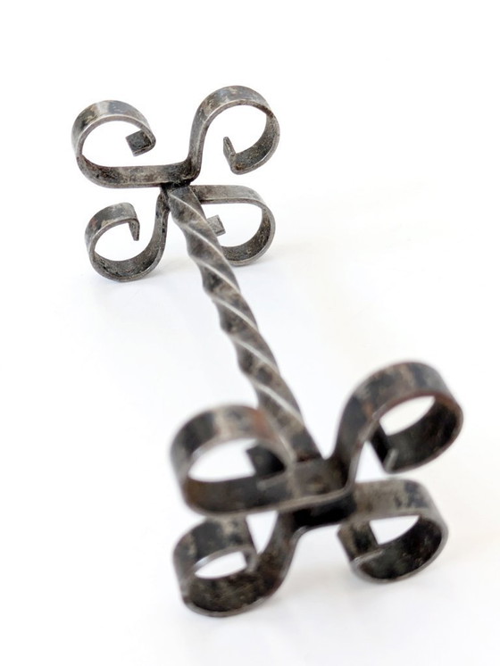 Image 1 of Set of 6 Midcentury Wrought Iron Knife Rests, French Brutalist, Spanish Revival Style, 1970s