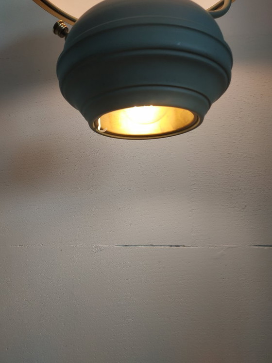 Image 1 of Schitterende Retro/vintage (elektrische)  mushroom 'olielamp' plafondlamp met 2 lichtbronnen 