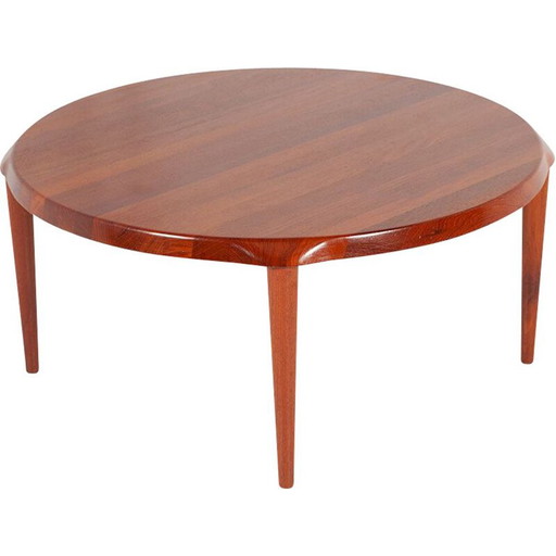 Tavolino da caffè rotondo vintage in teak massello di John Boné per Mikael Laursen, Danimarca 1960