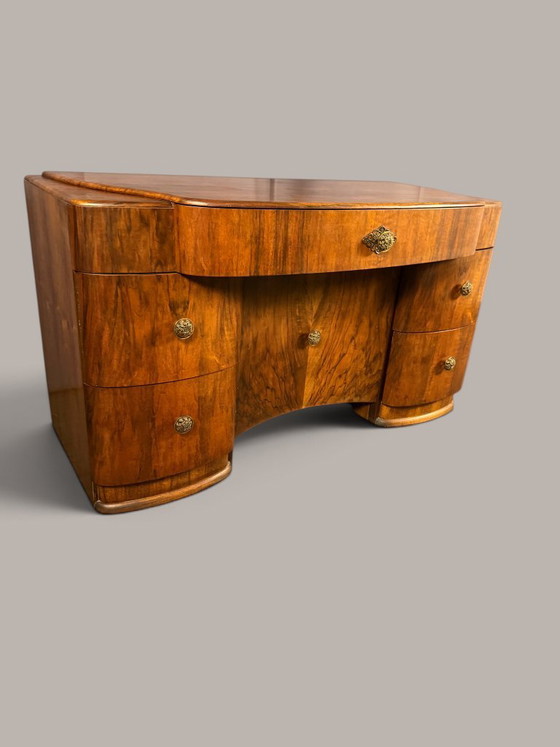 Scrivania Art Déco in noce stile Streamline, circa 1935 – Tavolini, Wood (photo 11 of 11)