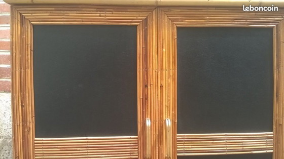 Image 1 of Two-door rattan sideboard in the Audoux Minet style