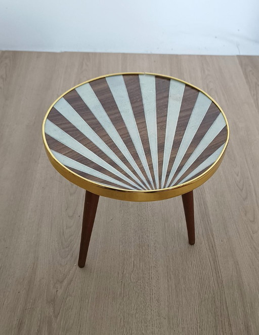 Fifties side table with unusual motif