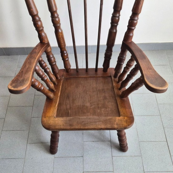 Image 1 of PAAR VINTAGE BRUTALISTISCHE EIKEN FAUTEUILS UIT DE JAREN 70 MET SPOELEN UIT DE JAREN 70