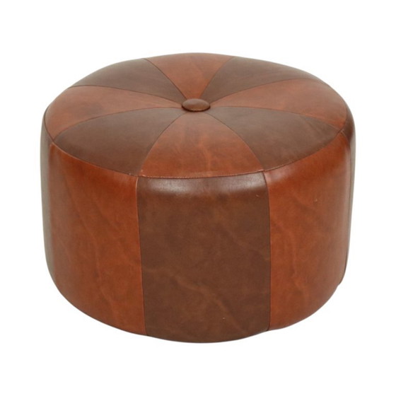 Image 1 of Vintage Poef Tweekleurig Skai Kunstleder