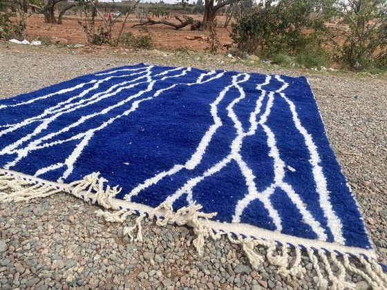 Marokkaans blauw gedecoreerd vloerkleed 200cmx300cm – Vloerkleden en tapijten, Wool, Bohemian (photo 5 of 10)