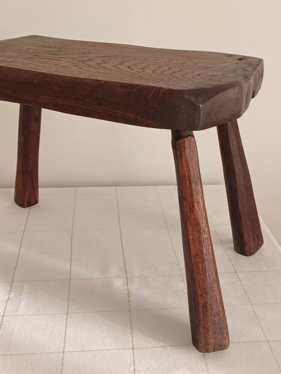 Image 1 of Vintage 1950s-1970s oak bench. Brutalist style.