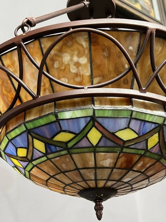 Grande lampada Tiffany. – Lampade a sospensione, Crystal, Metal, Art Deco (photo 5 of 6)