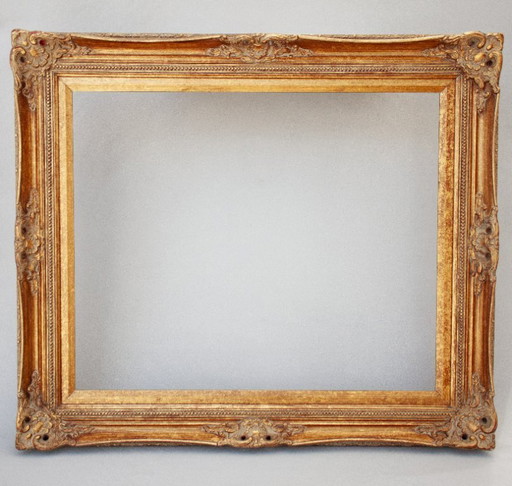 Marco barroco antiguo de madera con pan de oro, hecho a mano, estilo Luis XVI. Marco barroco para cuadro, espejo, etc.