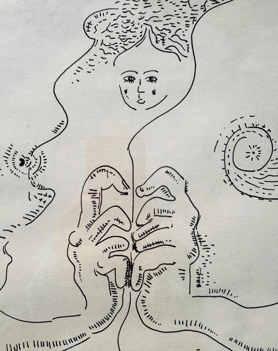 Image 1 of Framed vintage lithograph "Le Fil d'Ariane" by André Masson, France 1970