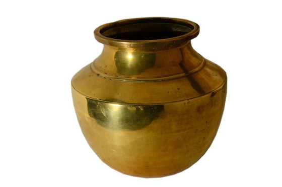 Antiker Wasserkrug aus Messing, handgefertigt in Indien, 20 x 18 cm – Dekorative Objekte, Brass (photo 5 of 6)
