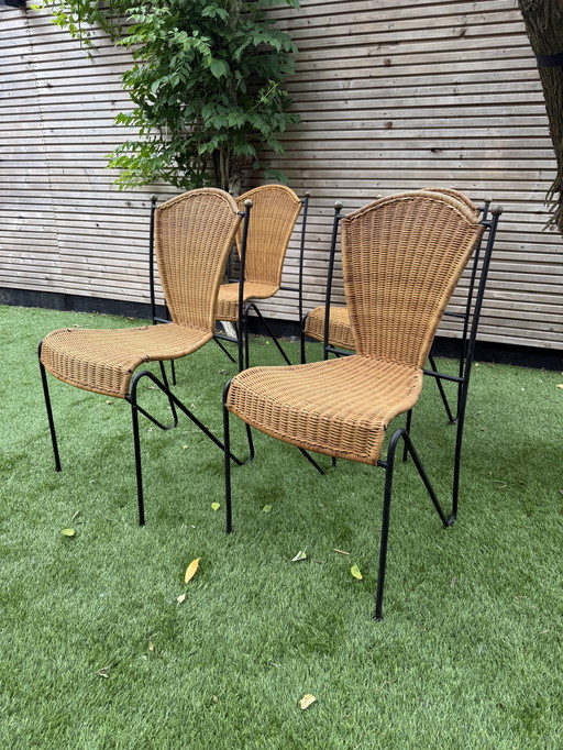 4 chaises en rotin inspirées de Frederic Weinberg