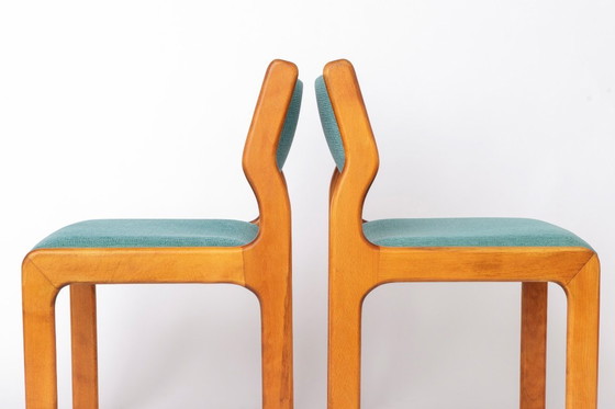 Image 1 of Set van 6 vintage beukenhouten eetkamerstoelen, Duitsland, jaren 70, Mid Century Modern-stijl.