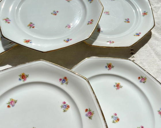 6 platos llanos de porcelana francesa floral LAMOTTE – Loza, Porcelain (photo 5 of 20)